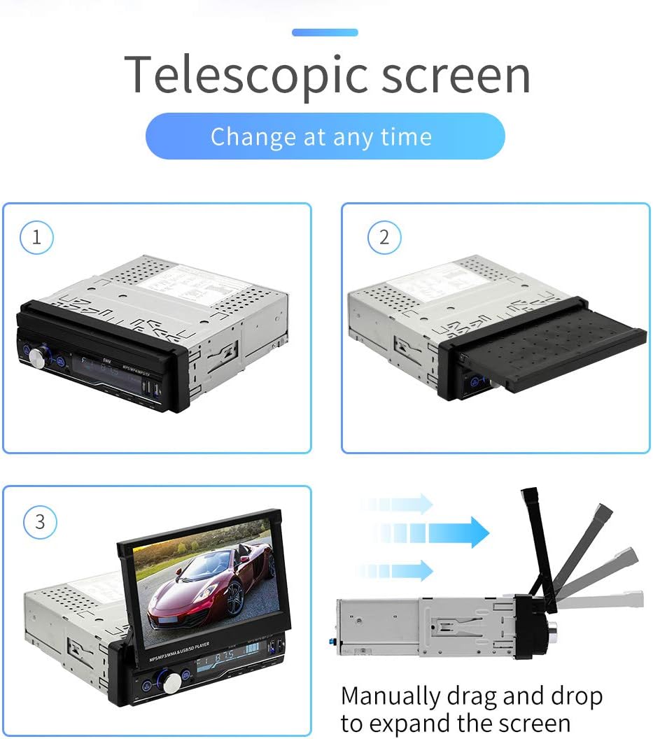7 inch Flip Out Touch Screen Car Stereo with Backup Camera Y4220