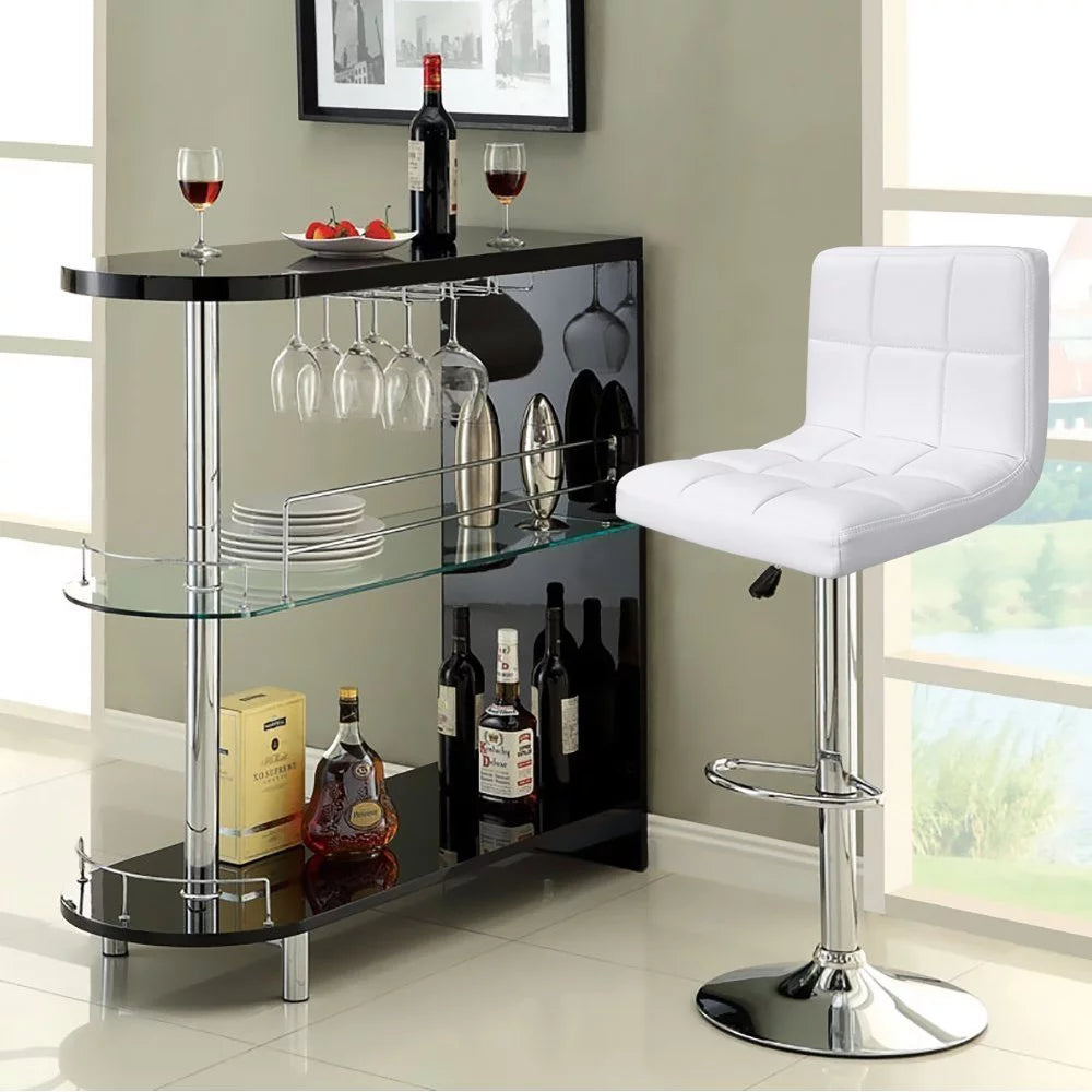 White Swivel Adjustable Height Bar Stool Set of 2 G933288