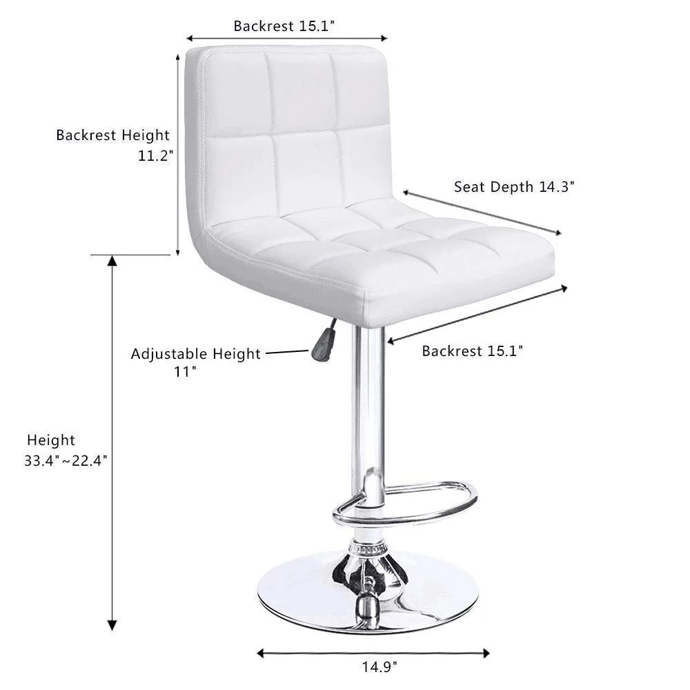 White Swivel Adjustable Height Bar Stool Set of 2 G933288