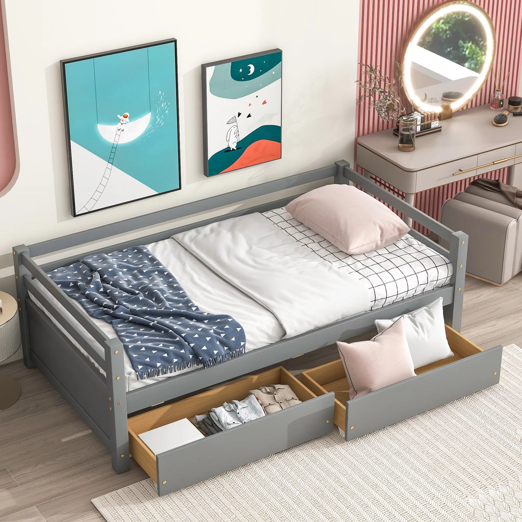 Twin Wood Daybed with Two Drawers S696