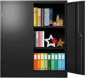Grey Lockable Steel Storage Cabinet with Doors and 2 Adjustable Shelves T1639