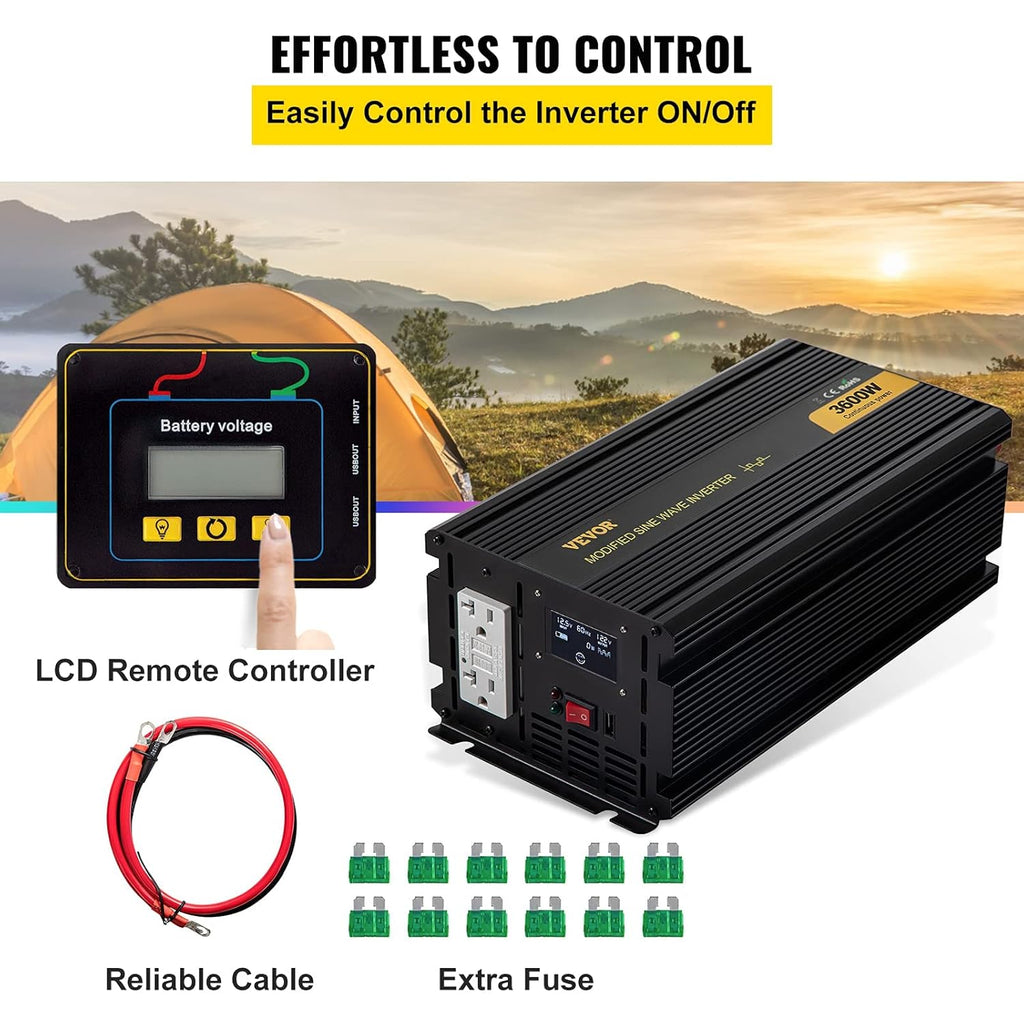 3600W Modified Sine Wave Power Inverter with LCD Display I512404