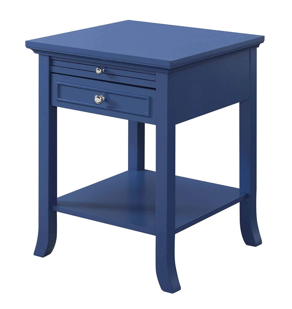 Blue End Table with Drawer and Slide Z224
