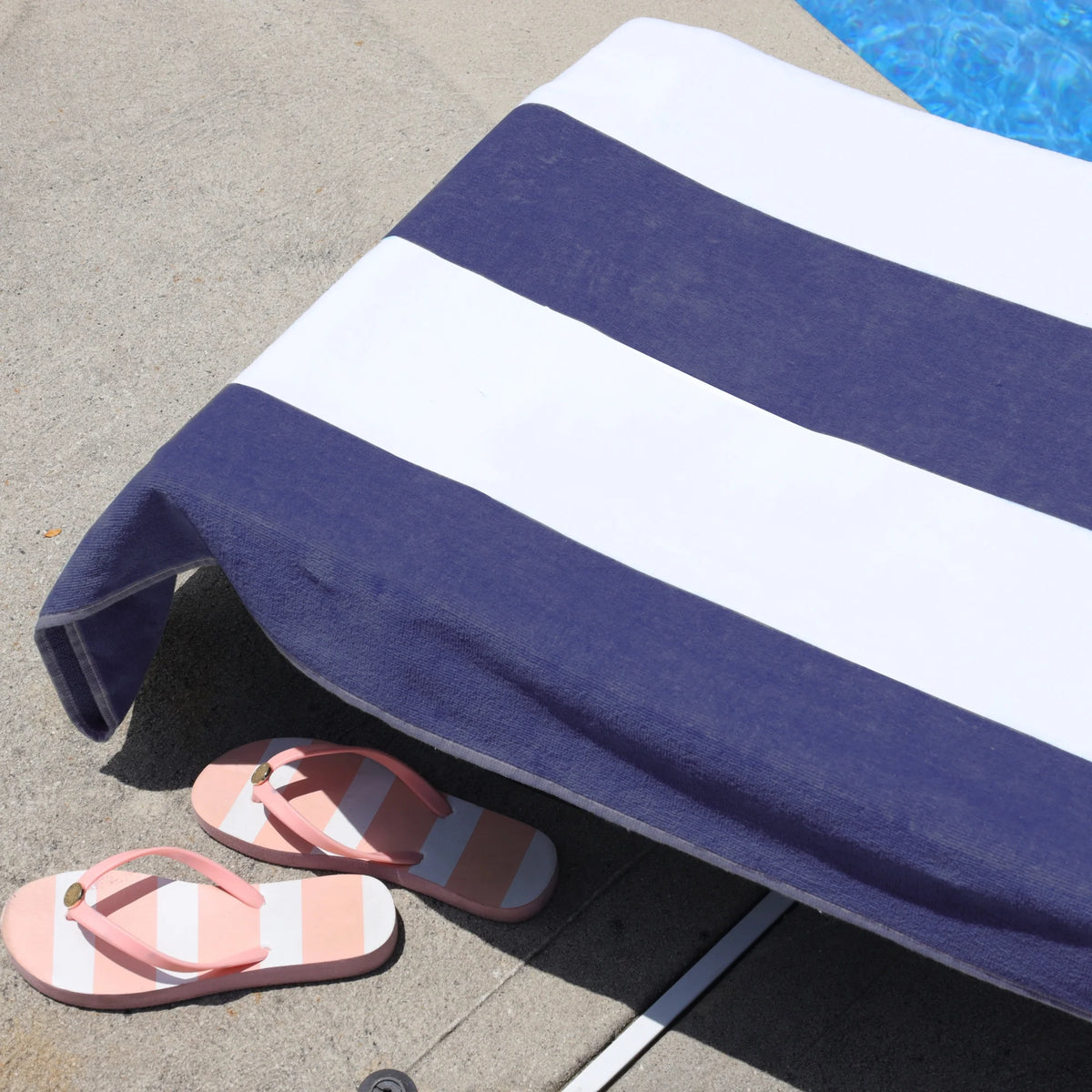Cotton Blue Cabana Stripe Chaise Lounge Chair Cover F308716