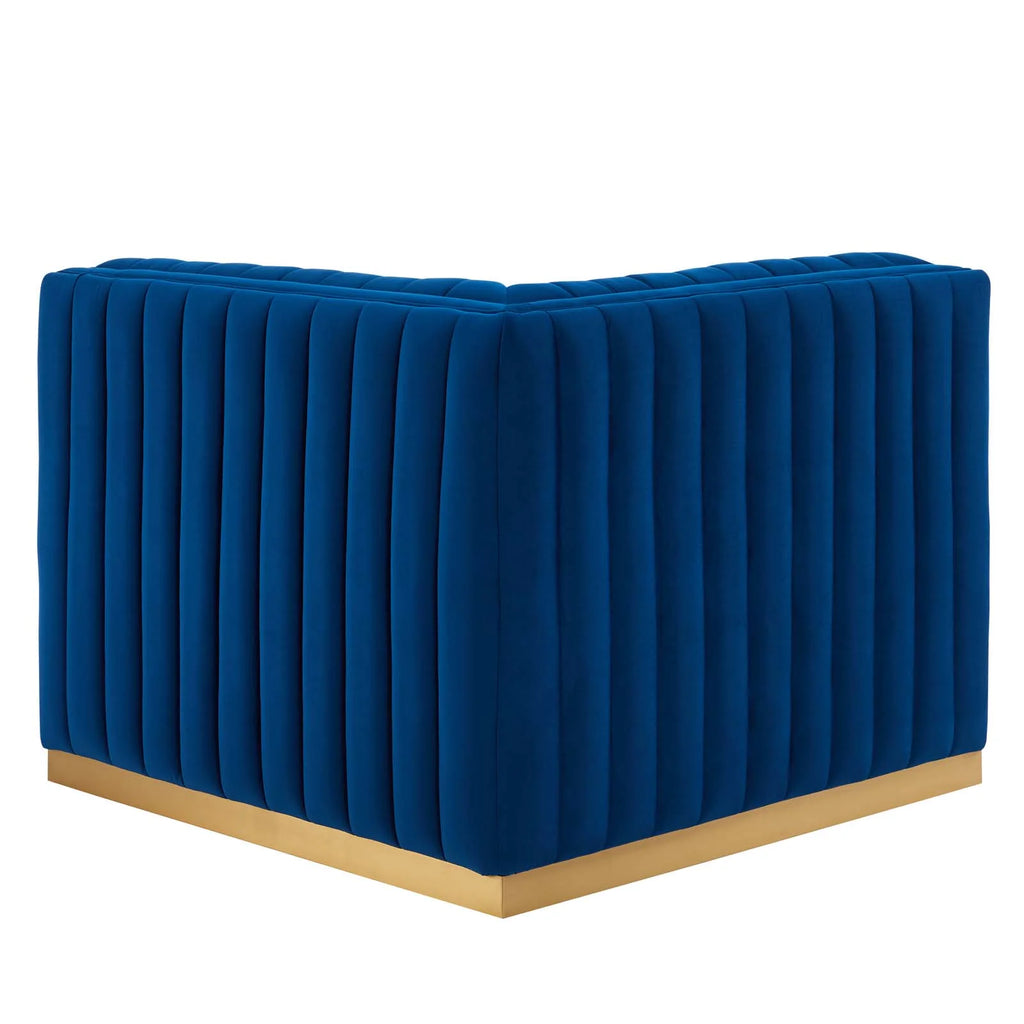 Gold/Navy Velvet Right Corner Chair M3415