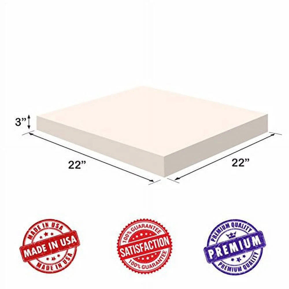 Visco Memory Foam Square Sheet 3"Hx22W"x22L" 2.5 lb Regular Density O798482