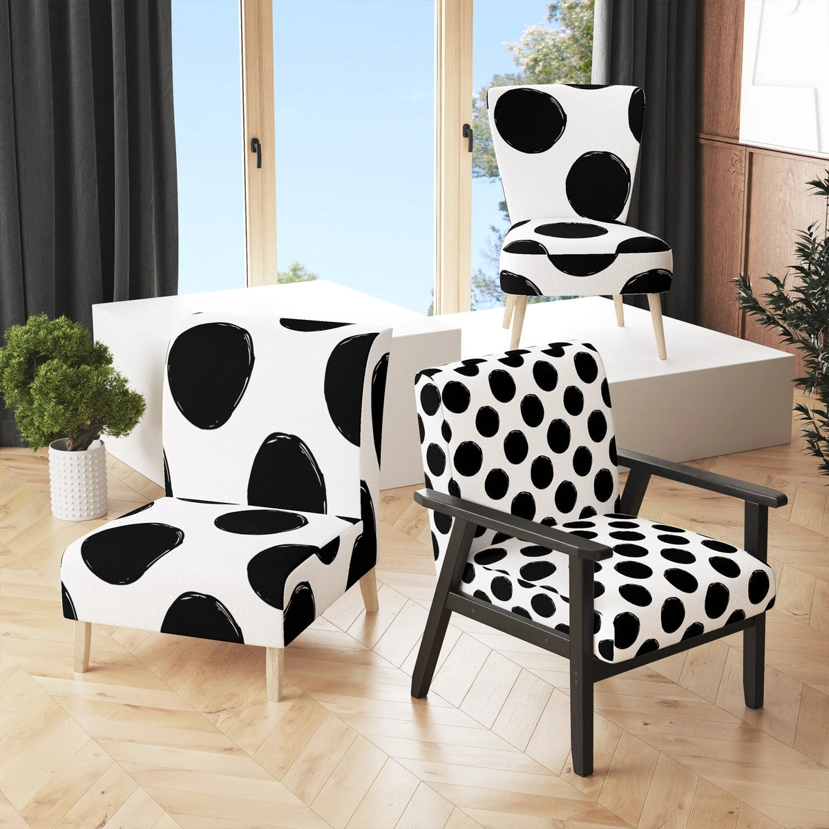 Upholstered Patterned Accent Chair and Arm Chair B609