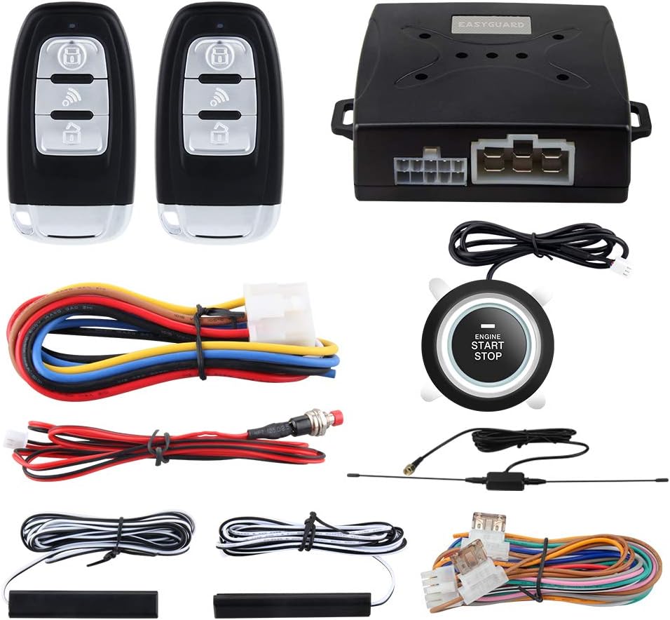 Passive Keyless Entry Car Alarm System Push Button Start Remote Start DC12V B1959