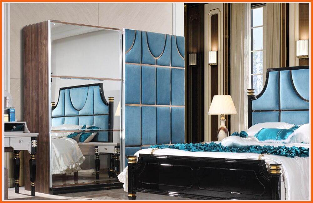 Bedroom Furniture Set, Bed, 2 Nightstand, Dresser, Wardrobe P2472