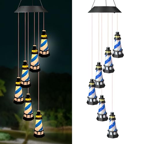 Blue Solar Lighthouse Wind Chimes Z3660