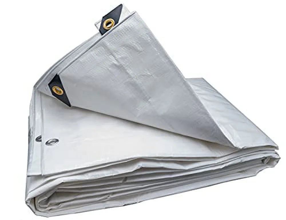 Heavy Duty White 6 oz. Poly Tarp 12 Mil S264