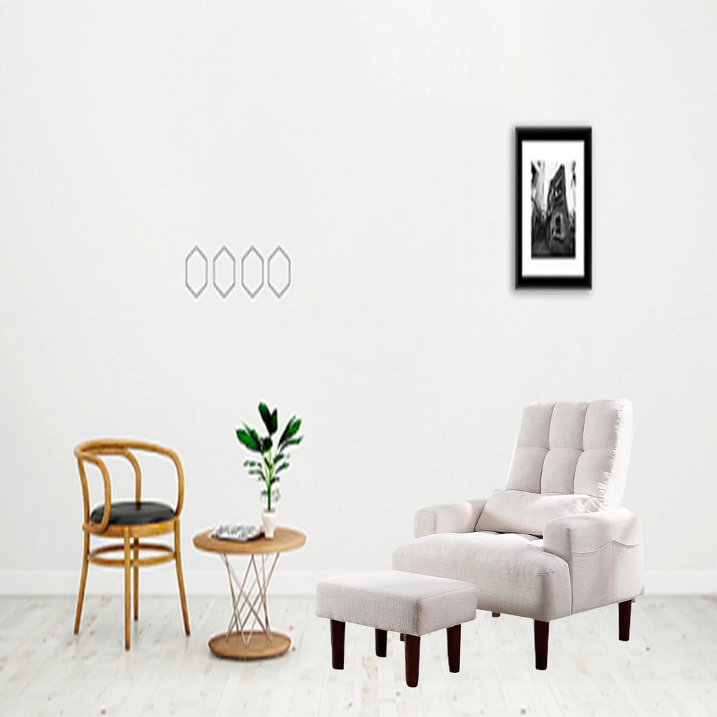 Cream White Recliner Sofa Chair with Ottoman S414684