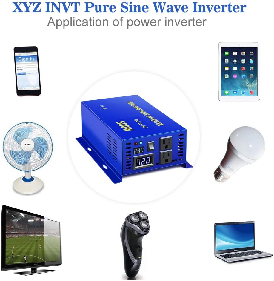 500 Watt Pure Sine Wave Power Inverter 12v to 110v 120v with Cigarette Lighter U6506