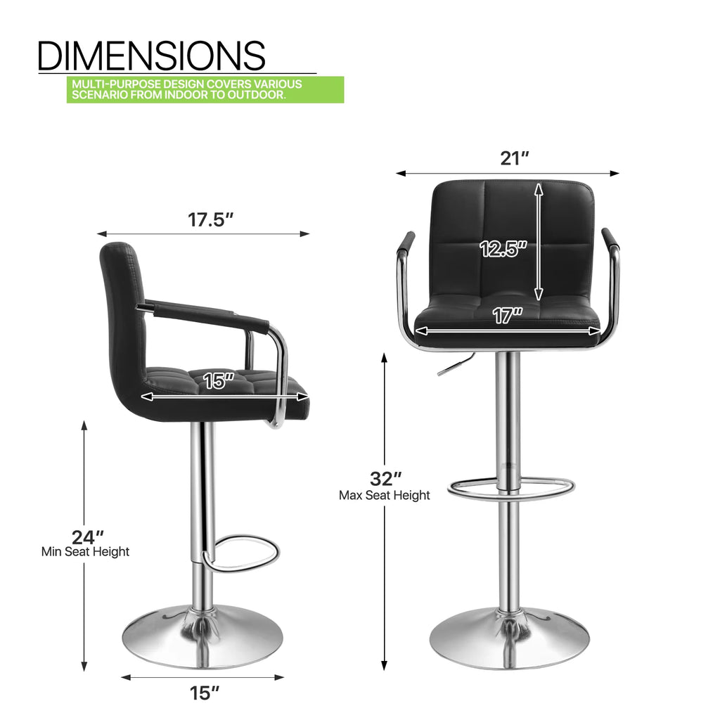 Set of 2 Black Faux Leather Swivel Bar Stools G81239