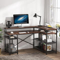 L Shaped Desk with Monitor Stand and Storage Shelf Q90992
