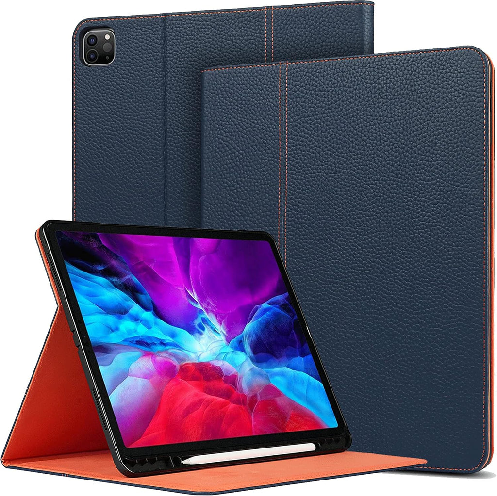 Gray Cow Leather iPad Pro 12.9 Case with Pencil Holder N8012