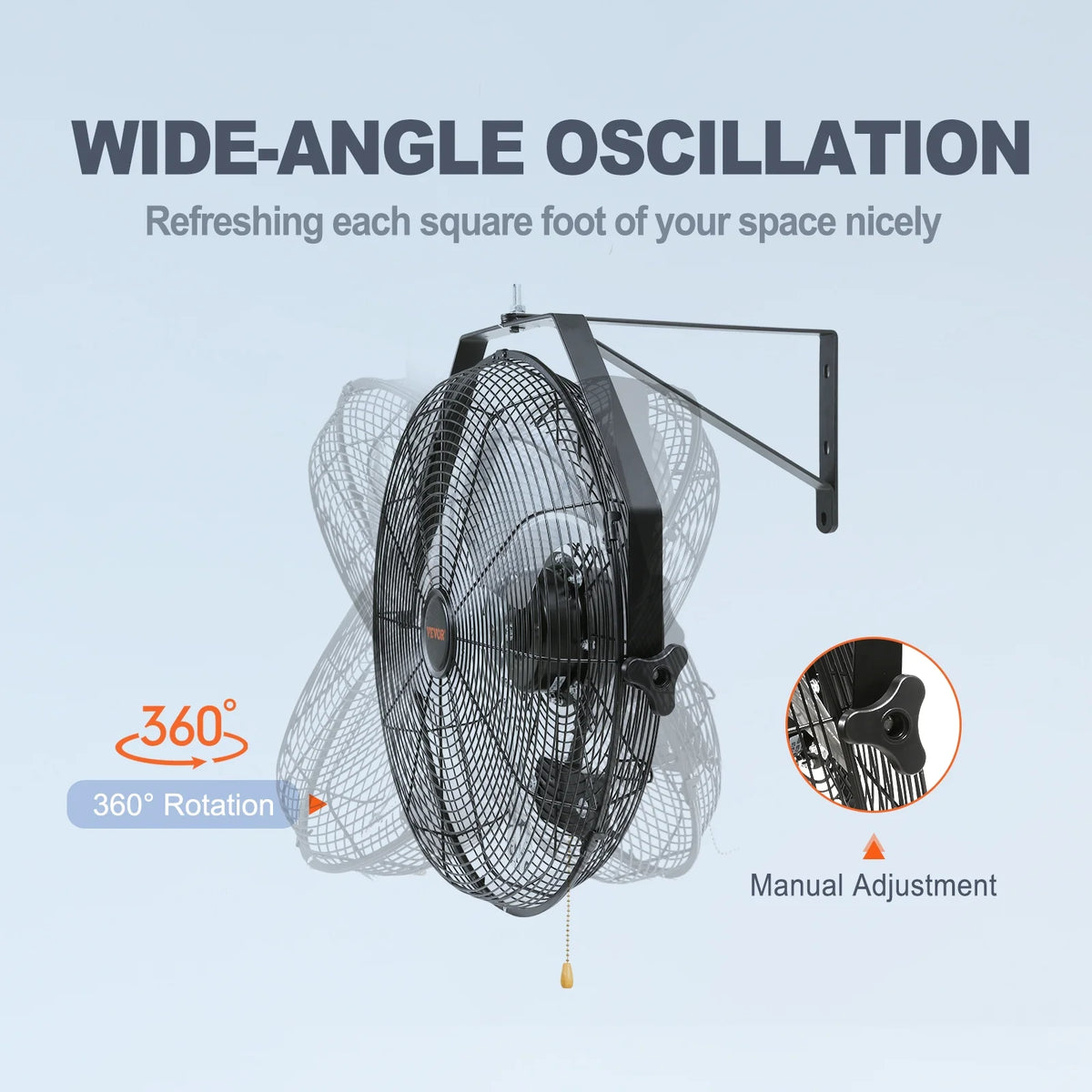 Wall Mount Oscillating Fan 17.6'' 3 Speed Waterproof I80270