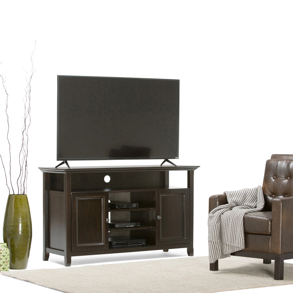Solid Wood 54 inch Wide TV Media Stand for TVs up to 60 inches Q715