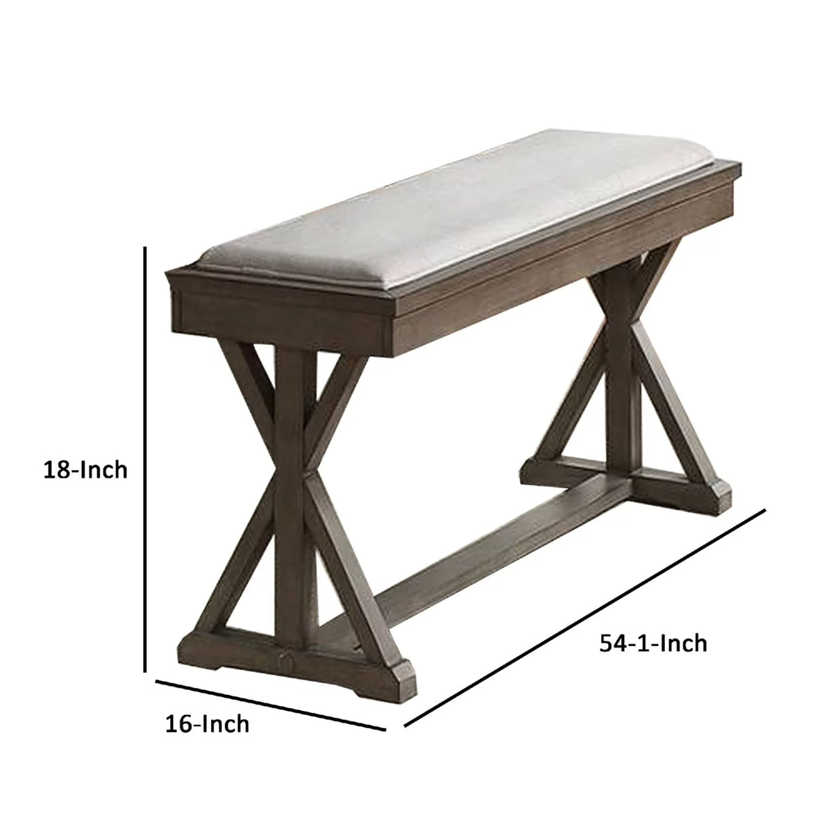 Padded Seat Dining Bench with Double Pedestal Base N71025