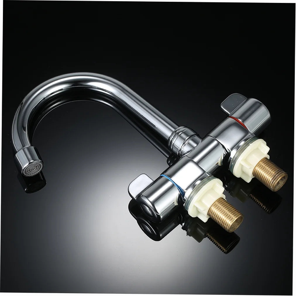 Foldable RV Rotating Two Handle Deck/Wall Mounted Kitchen Hot and Cold Water Mixer Tap I34829