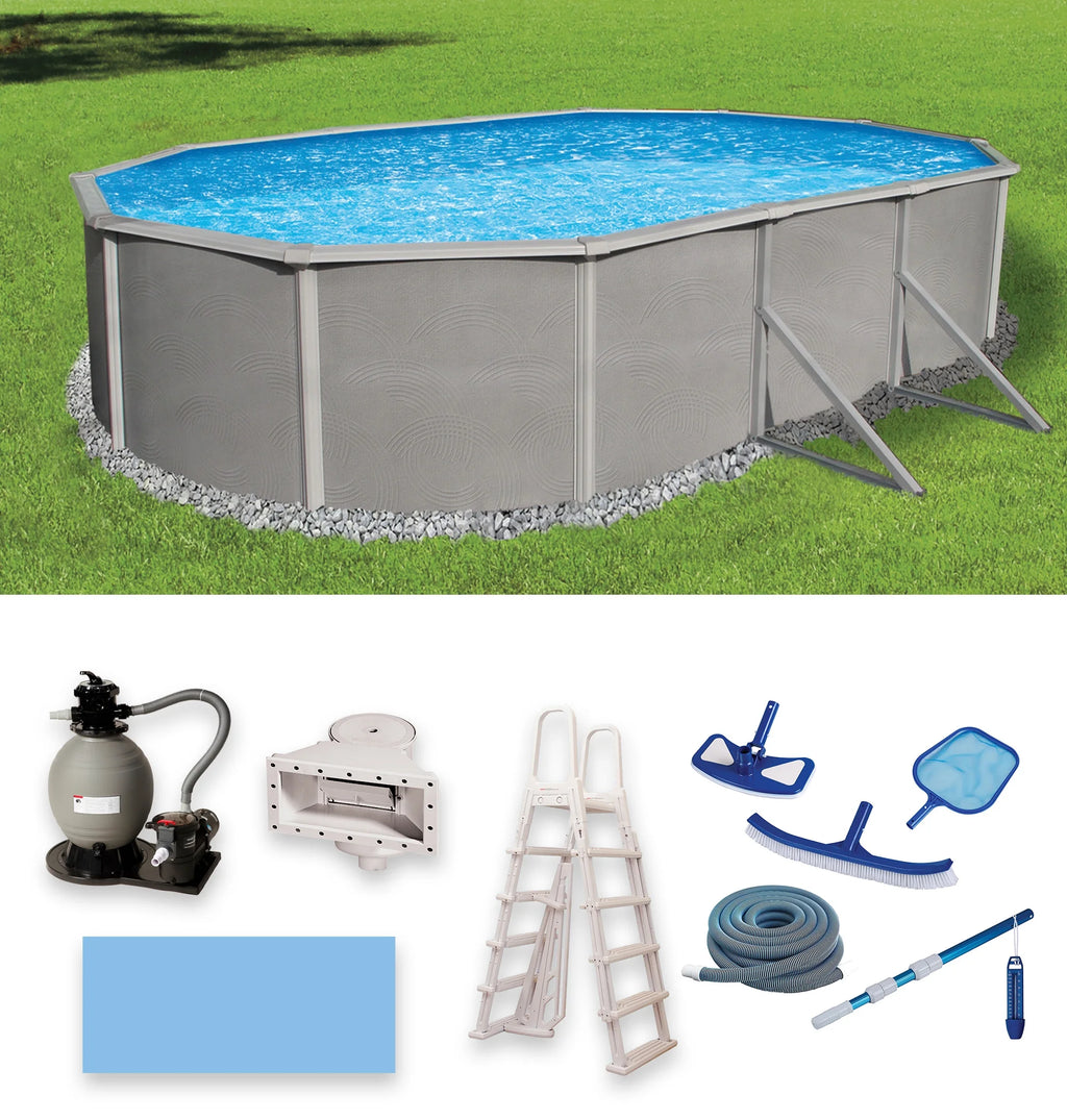 12-ft x 24-ft Oval 52-in Deep Metal Wall Swimming Pool K274173