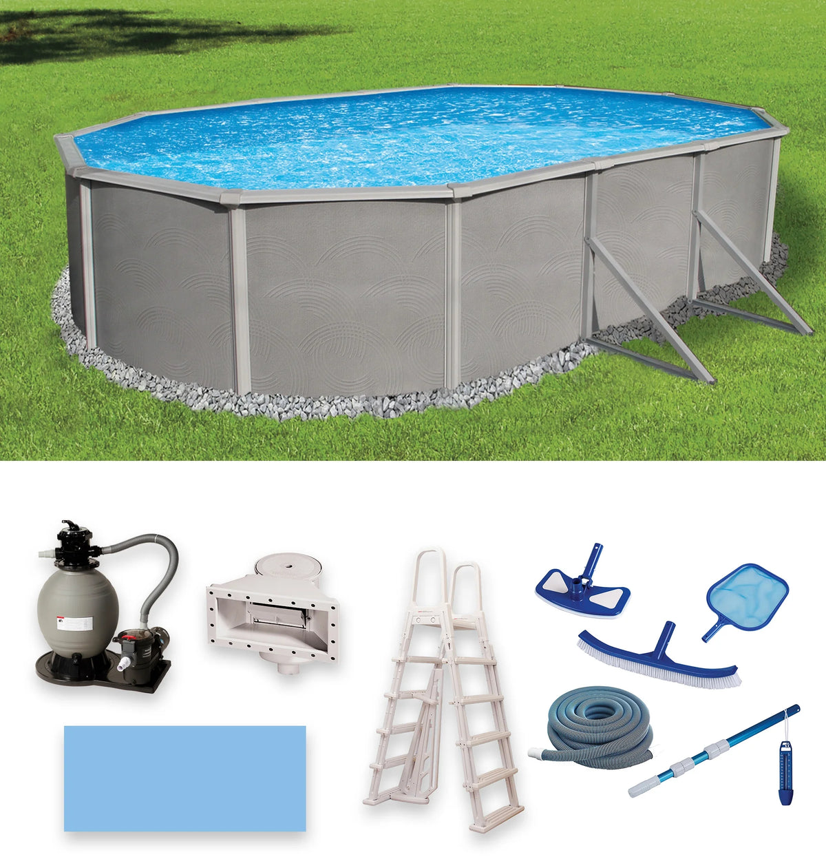 12-ft x 24-ft Oval 52-in Deep Metal Wall Swimming Pool K274173