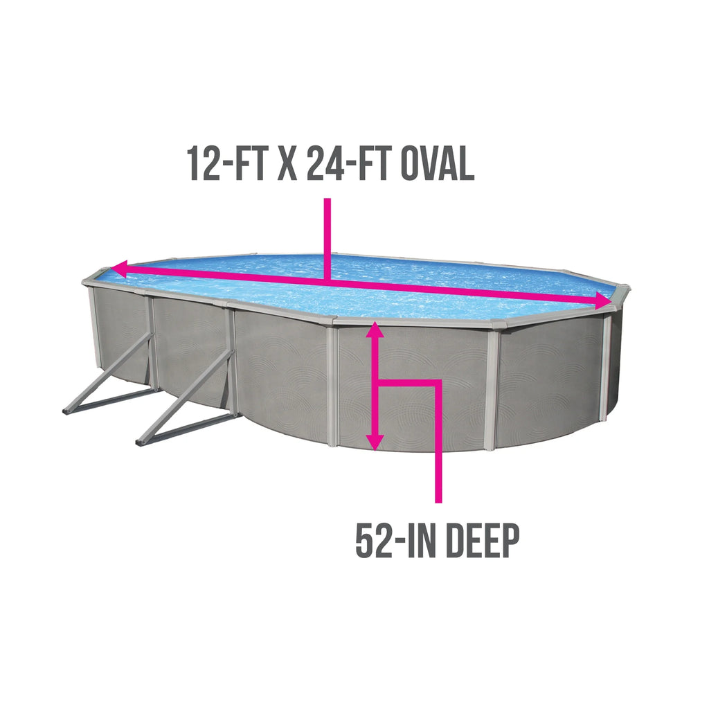12-ft x 24-ft Oval 52-in Deep Metal Wall Swimming Pool K274173