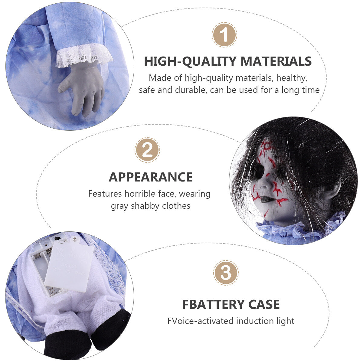Halloween Voice-activated Induction Glowing Walking Doll Y709