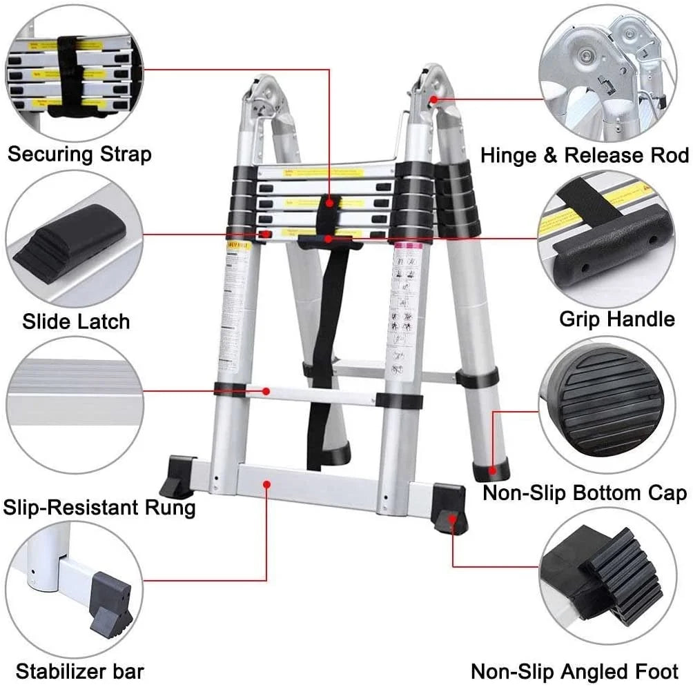 12.5FT Aluminum Telescoping Extension Ladder O80294