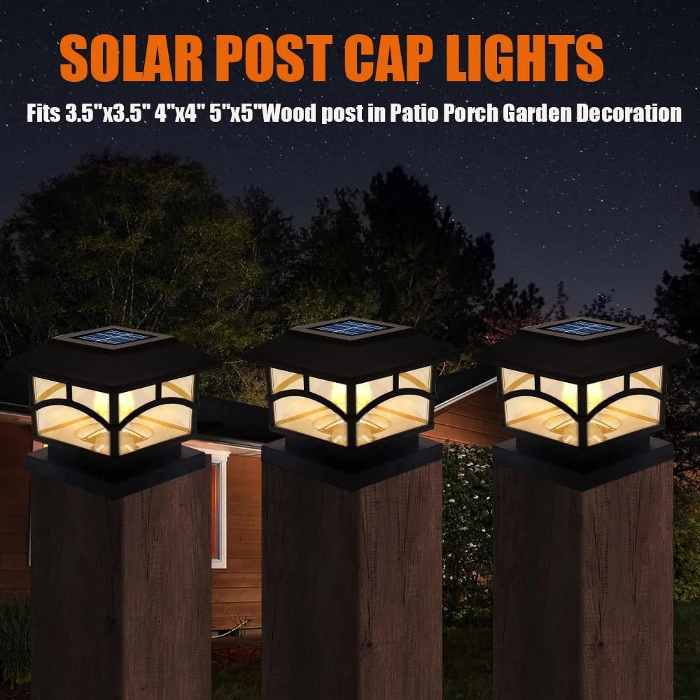 Solar Post Lights LED Waterproof Deck Fence Cap Lights 6 Pack H228323