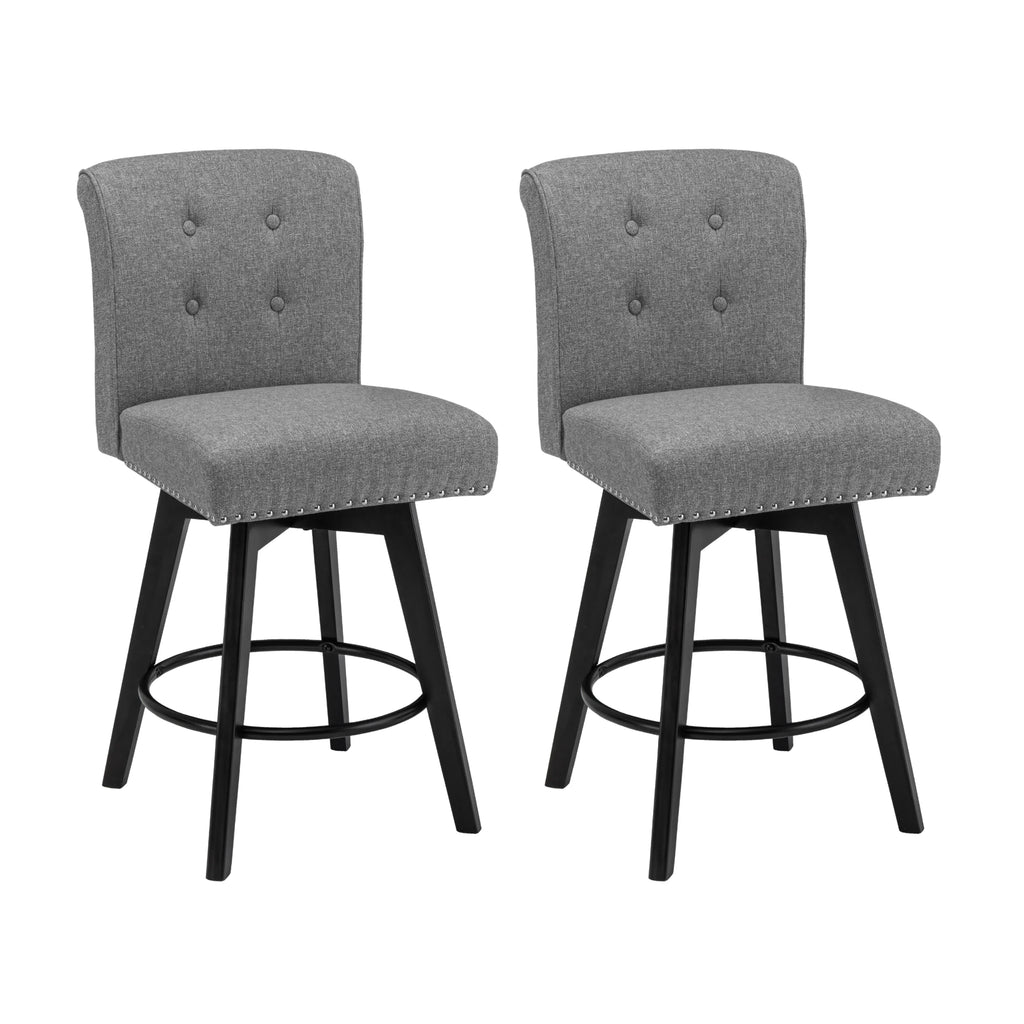 26" Swivel Counter Height Bar Stools Set of 2 Gray G957851
