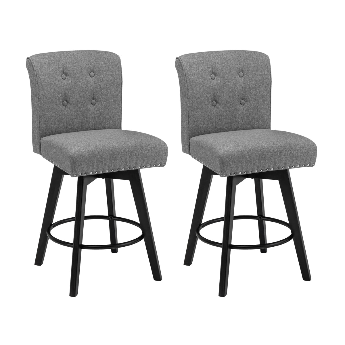 26" Swivel Counter Height Bar Stools Set of 2 Gray G957851