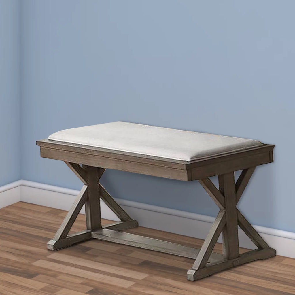 Padded Seat Dining Bench with Double Pedestal Base N71025